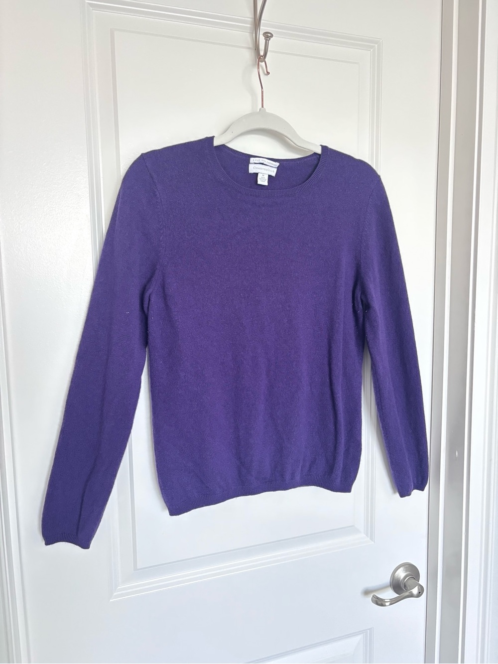 Charter Club 100% Cashmere Sweater Medium Purple Crewneck Soft Luxury Knit